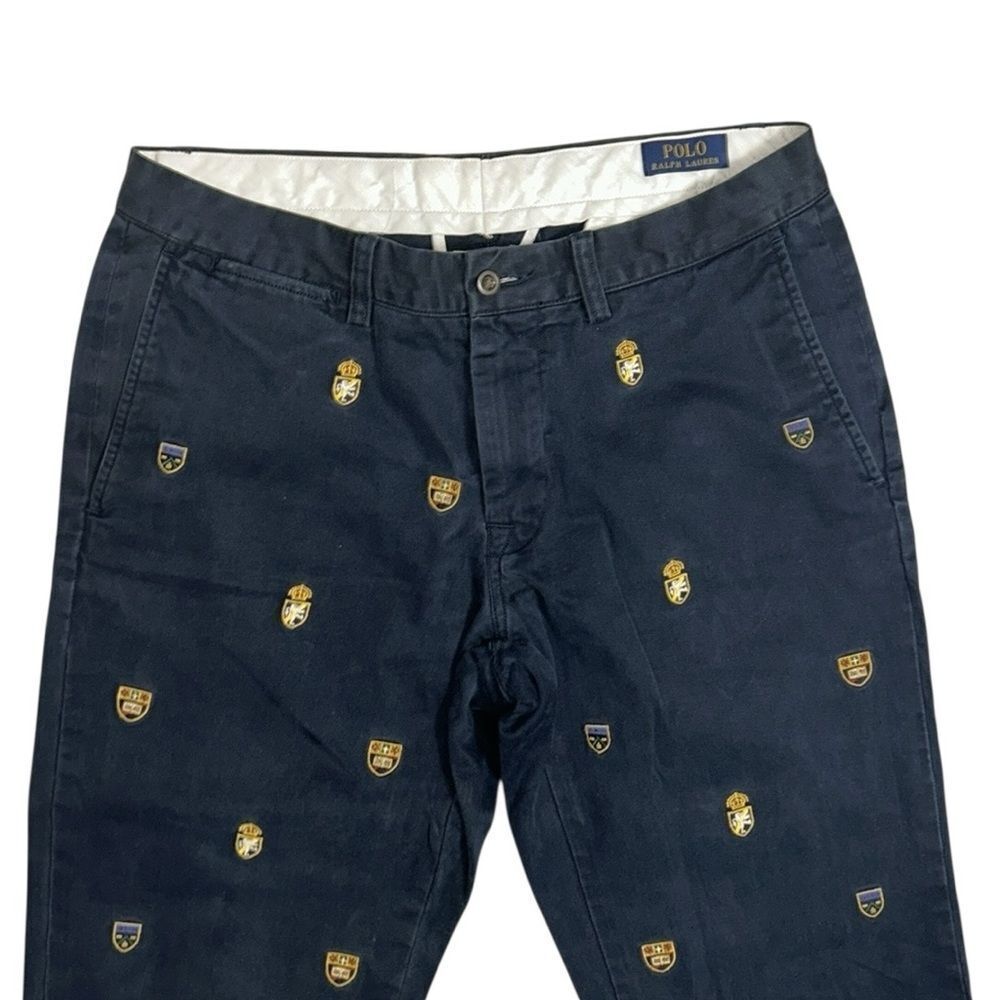Polo Ralph Lauren Men’s Embroidery Print Navy Blue Pants(Size 33/32) - Picture 5 of 8